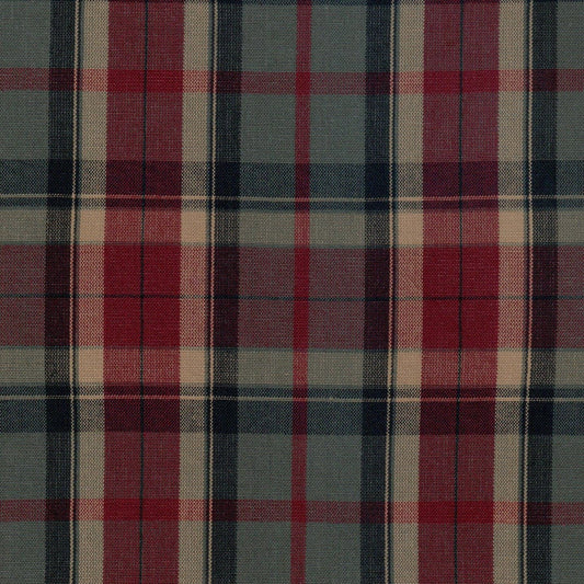 Tela Dacron para uniformes School Line, diseño de cuadros rojo, verde y beige, ideal para uniformes escolares e institucionales.