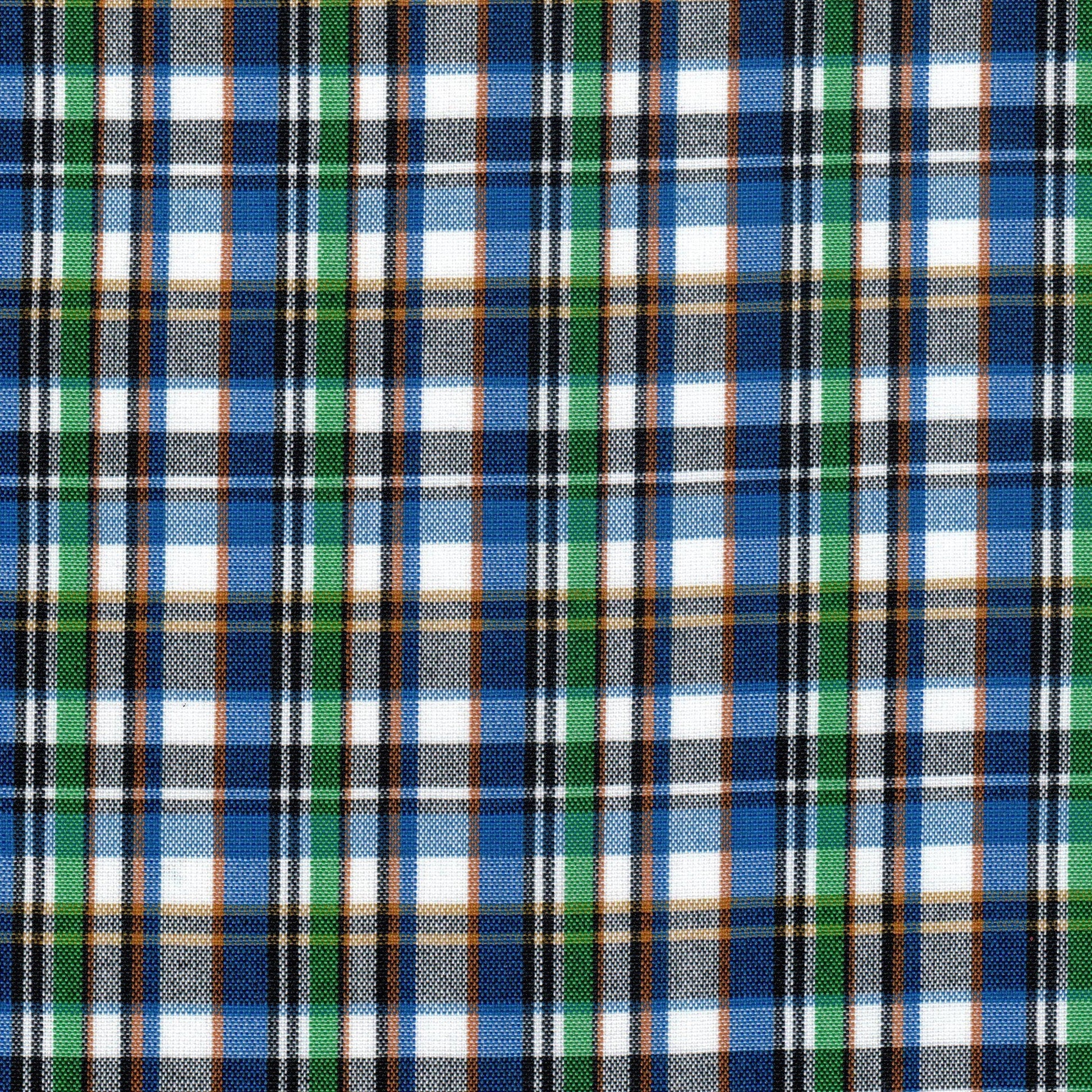 Tela Dacron 13002355 SchoolLine: tartán azul, verde, negro y blanco, tela para uniformes escolares e institucionales.