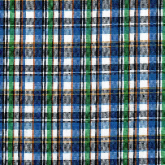 Tela Dacron 13002355 SchoolLine: tartán azul, verde, negro y blanco, tela para uniformes escolares e institucionales.