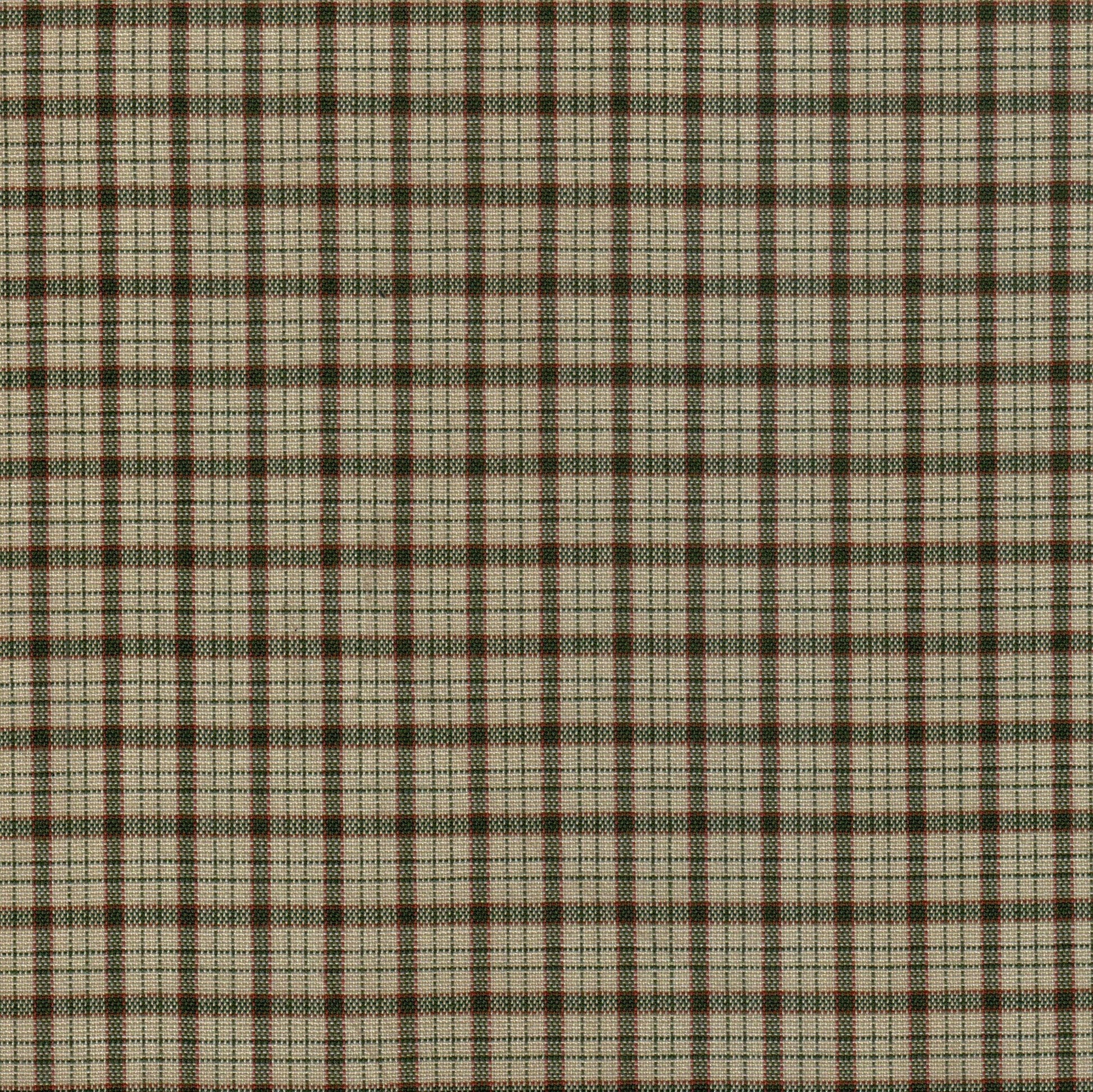 Tela SchoolLine 13002373 Dacron, tejido a cuadros beige con líneas verde y rojo, ideal para uniformes escolares.