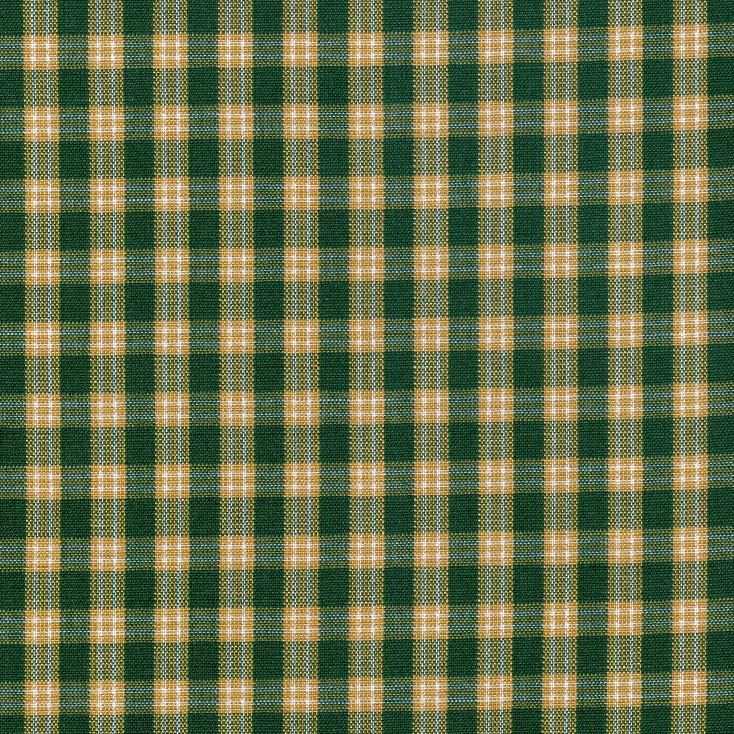 Tela verde y amarillo a cuadros tipo tartán de poliéster SchoolLine, ideal para uniformes escolares e institucionales