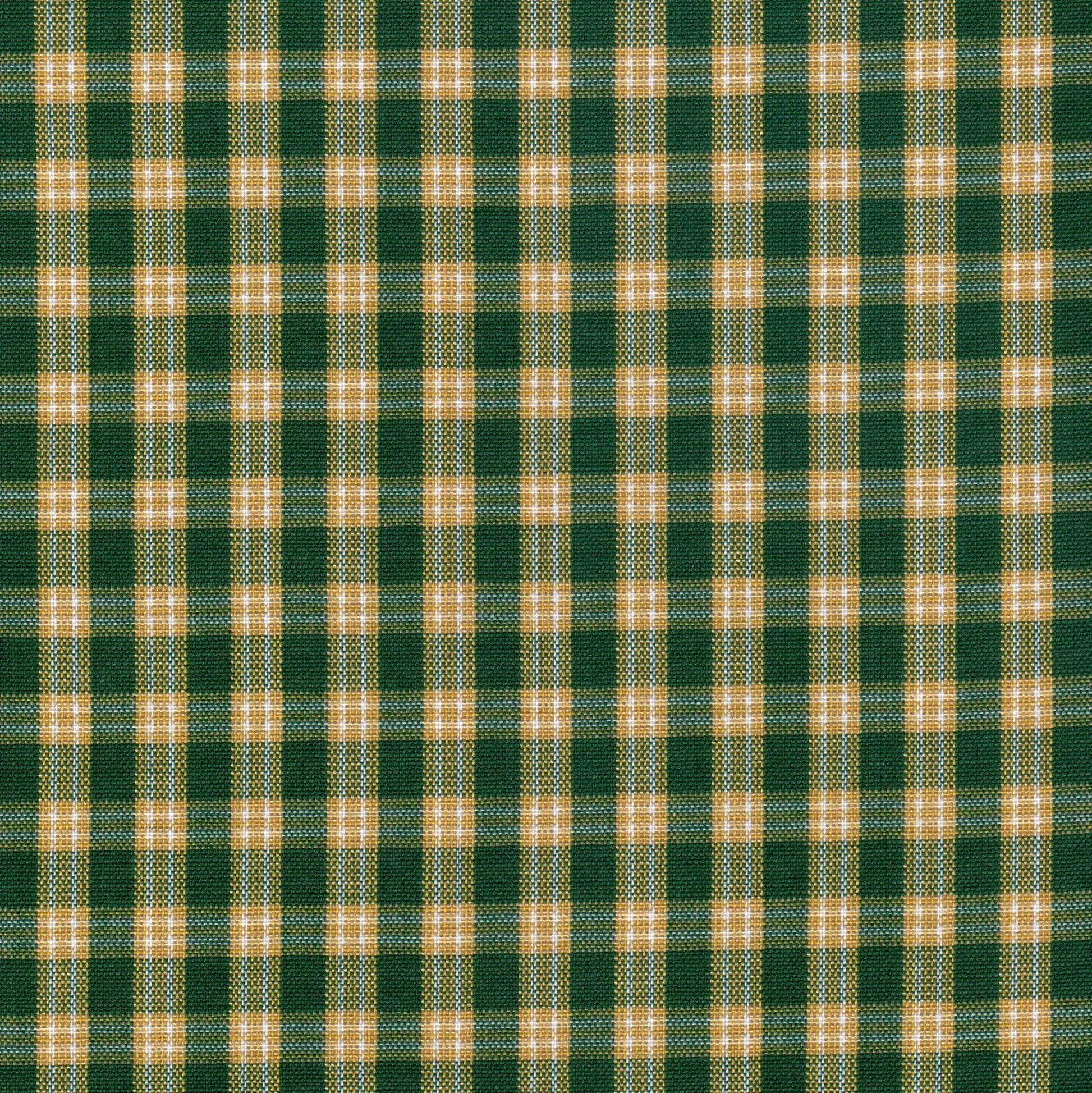 Tela verde y amarillo a cuadros tipo tartán de poliéster SchoolLine, ideal para uniformes escolares e institucionales