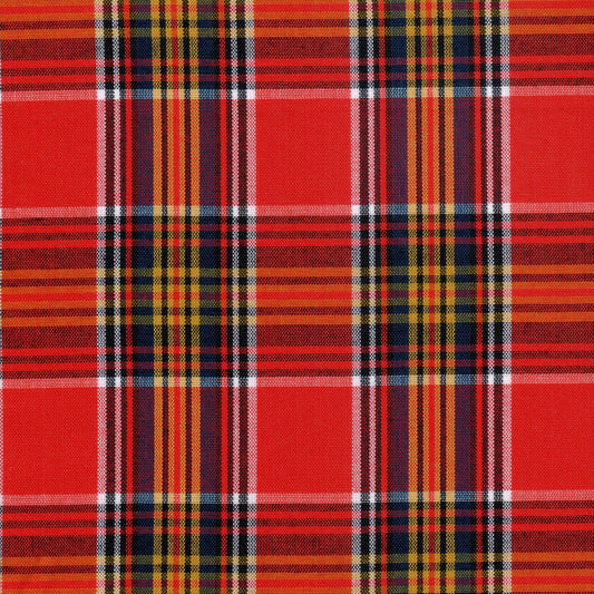 Tela SchoolLine 13002386 Dacron, tela a cuadros rojo, negro y amarillo; ideal para uniformes escolares e institucionales.