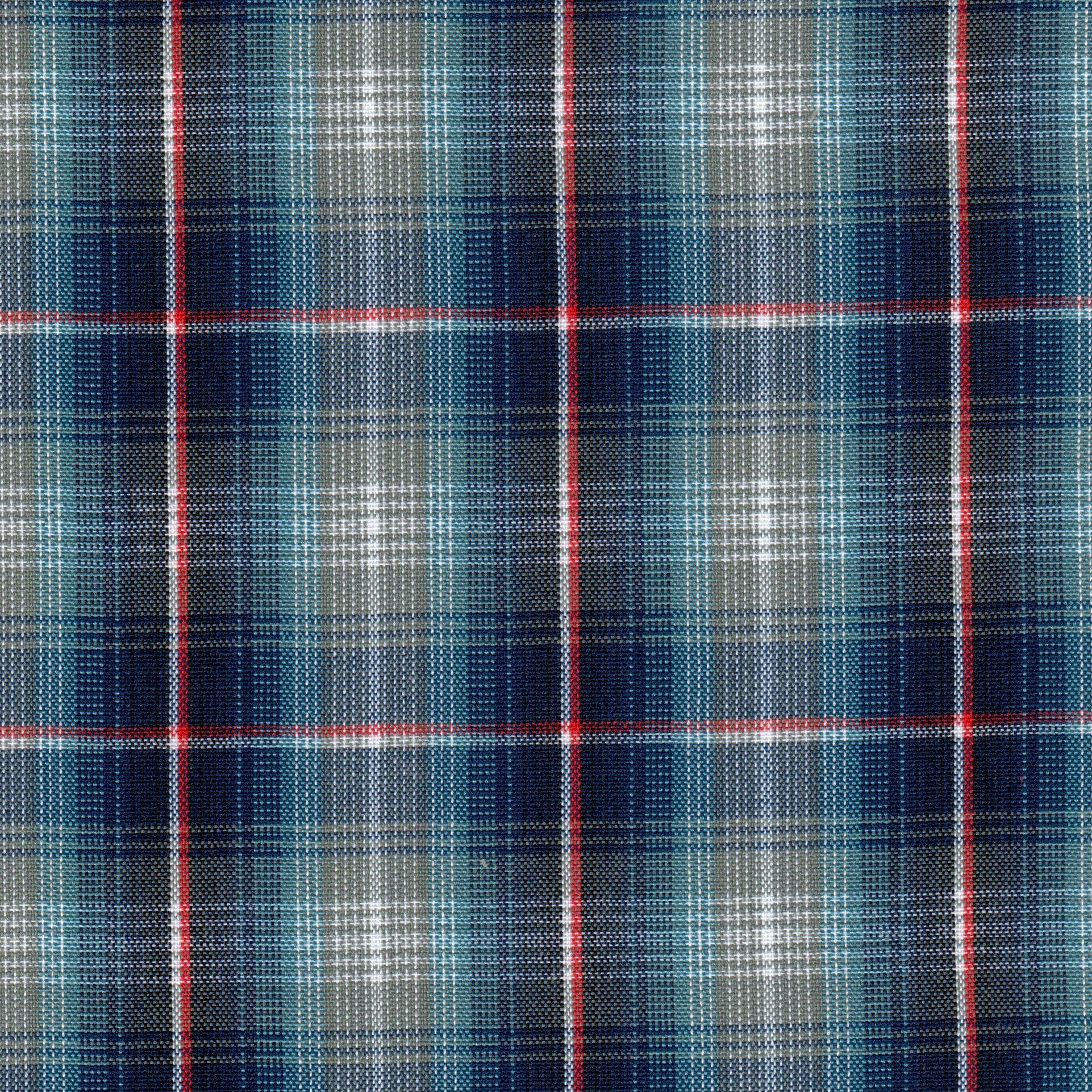 Tela 13002388 Dacron SchoolLine: tejido tartán azul marino, turquesa y rojo, ideal para uniformes escolares e institucionales.