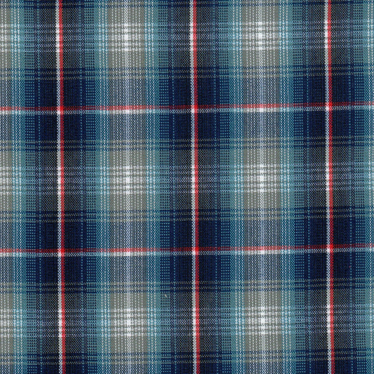 Tela 13002388 Dacron SchoolLine: tejido tartán azul marino, turquesa y rojo, ideal para uniformes escolares e institucionales.