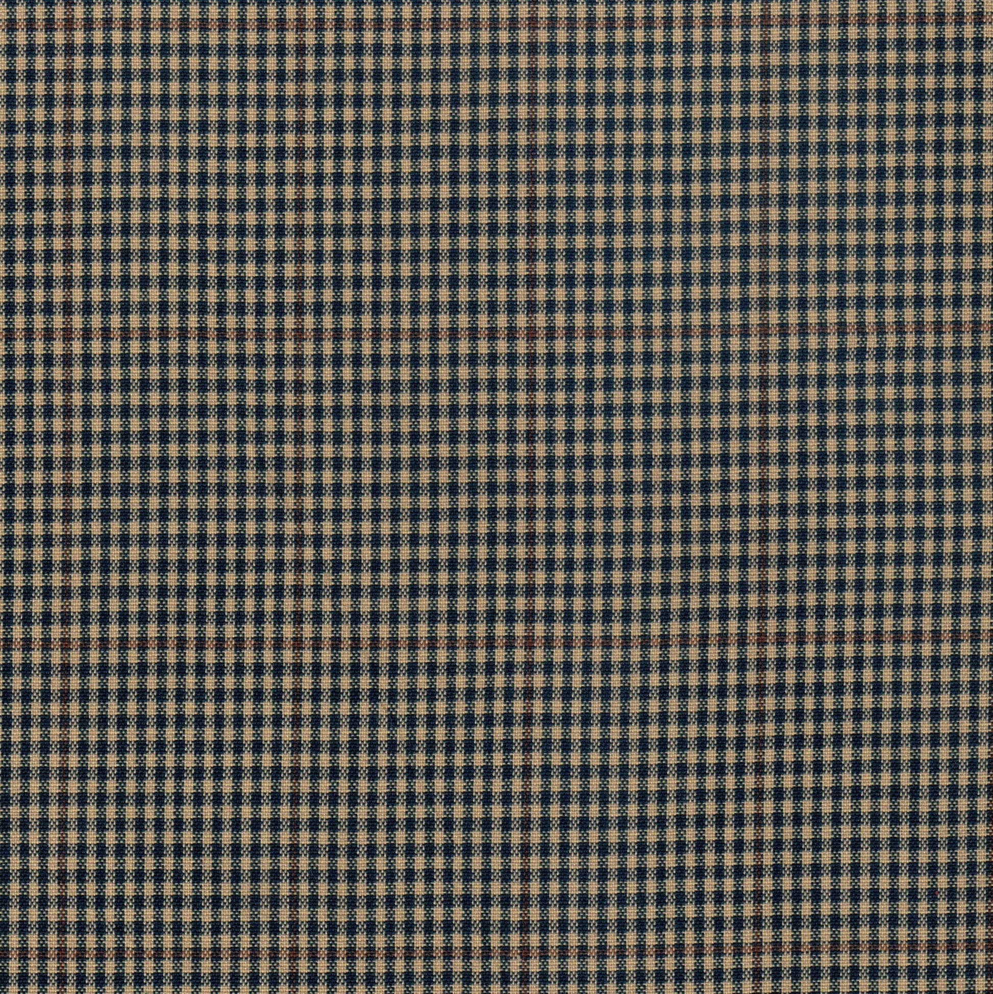 Tela poliéster Dacron SchoolLine, tela de cuadros azul marino y beige, ideal para uniformes escolares.