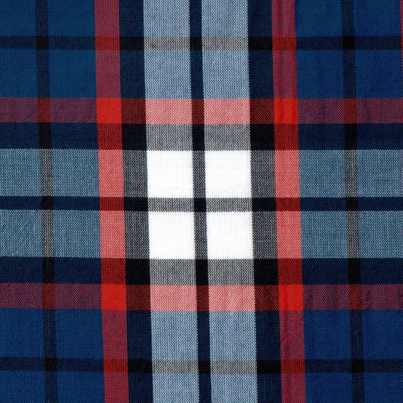 Tela de poliéster Dacron SchoolLine, tela a cuadros azul, rojo y blanco, ideal para uniformes escolares e institucionales.