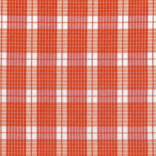 Tela Dacron SchoolLine, tejido de cuadros rojo y blanco tipo tartán, ideal para uniformes escolares.