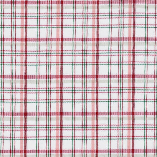 Tela SchoolLine 13002401, cuadros rojos y verdes sobre blanco; ideal para uniformes escolares e institucionales.