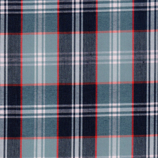 Tela Dacron SchoolLine 13002402 azul marino y turquesa con diseño plaid, ideal para uniformes escolares e institucionales.