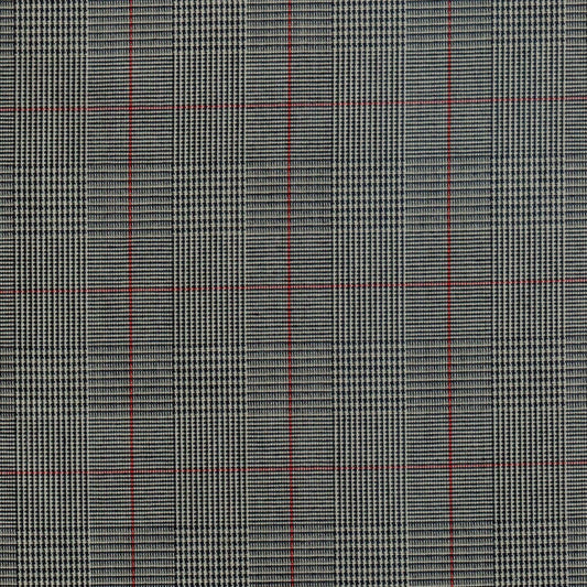 Tela 13002403 Dacron de SchoolLine, tartán gris con líneas rojas, ideal para uniformes escolares e institucionales