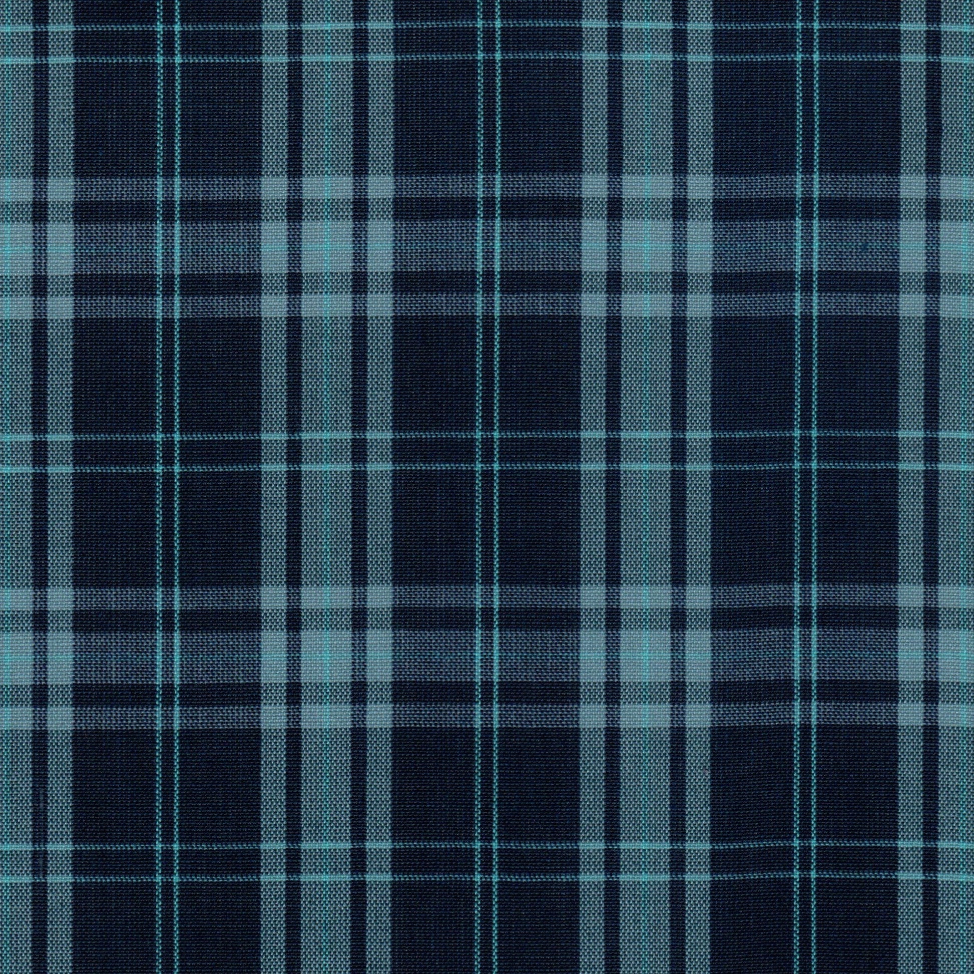 Tela Dacron SchoolLine a cuadros azul marino y turquesa, ideal para uniformes escolares e institucionales.