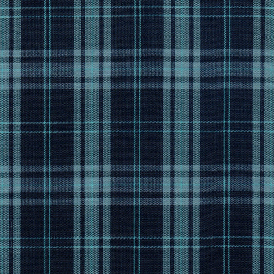 Tela Dacron SchoolLine a cuadros azul marino y turquesa, ideal para uniformes escolares e institucionales.