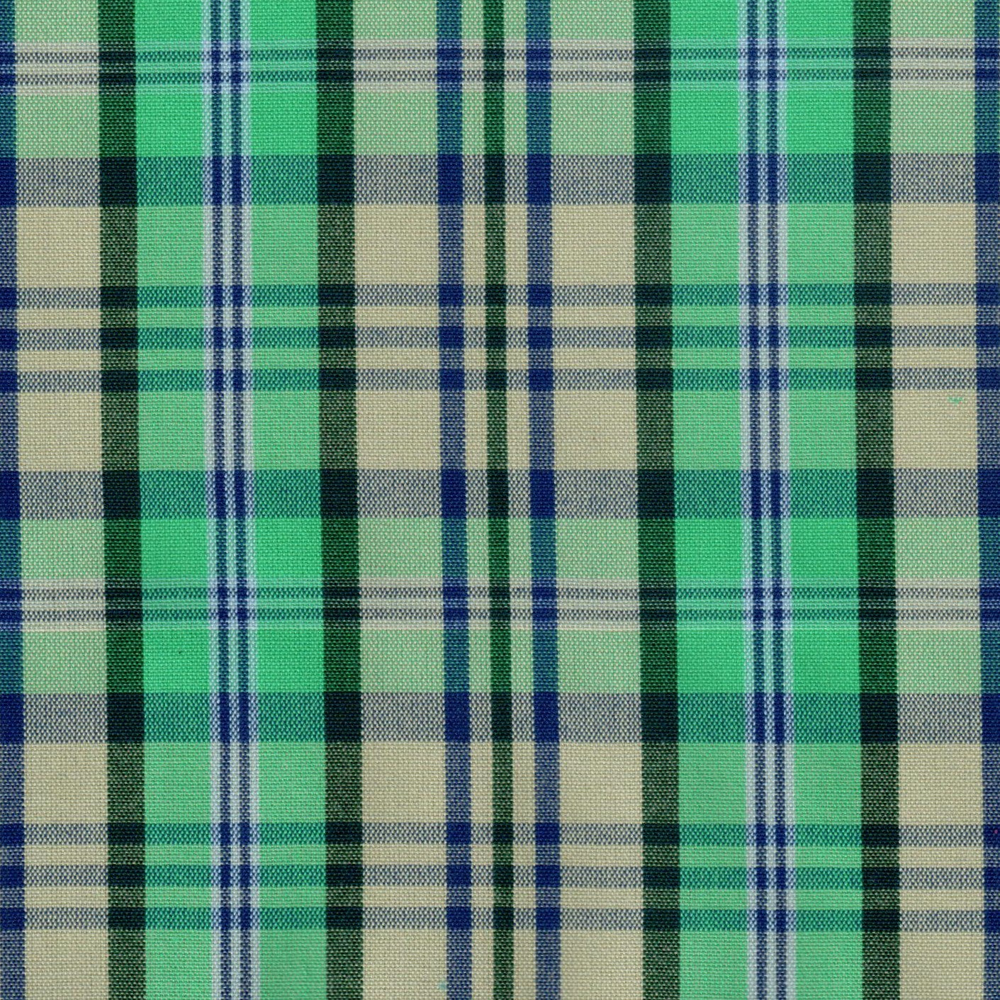 Tela Dacron SchoolLine 13002413 en tartán verde, azul y beige; ideal para uniformes escolares e institucionales.