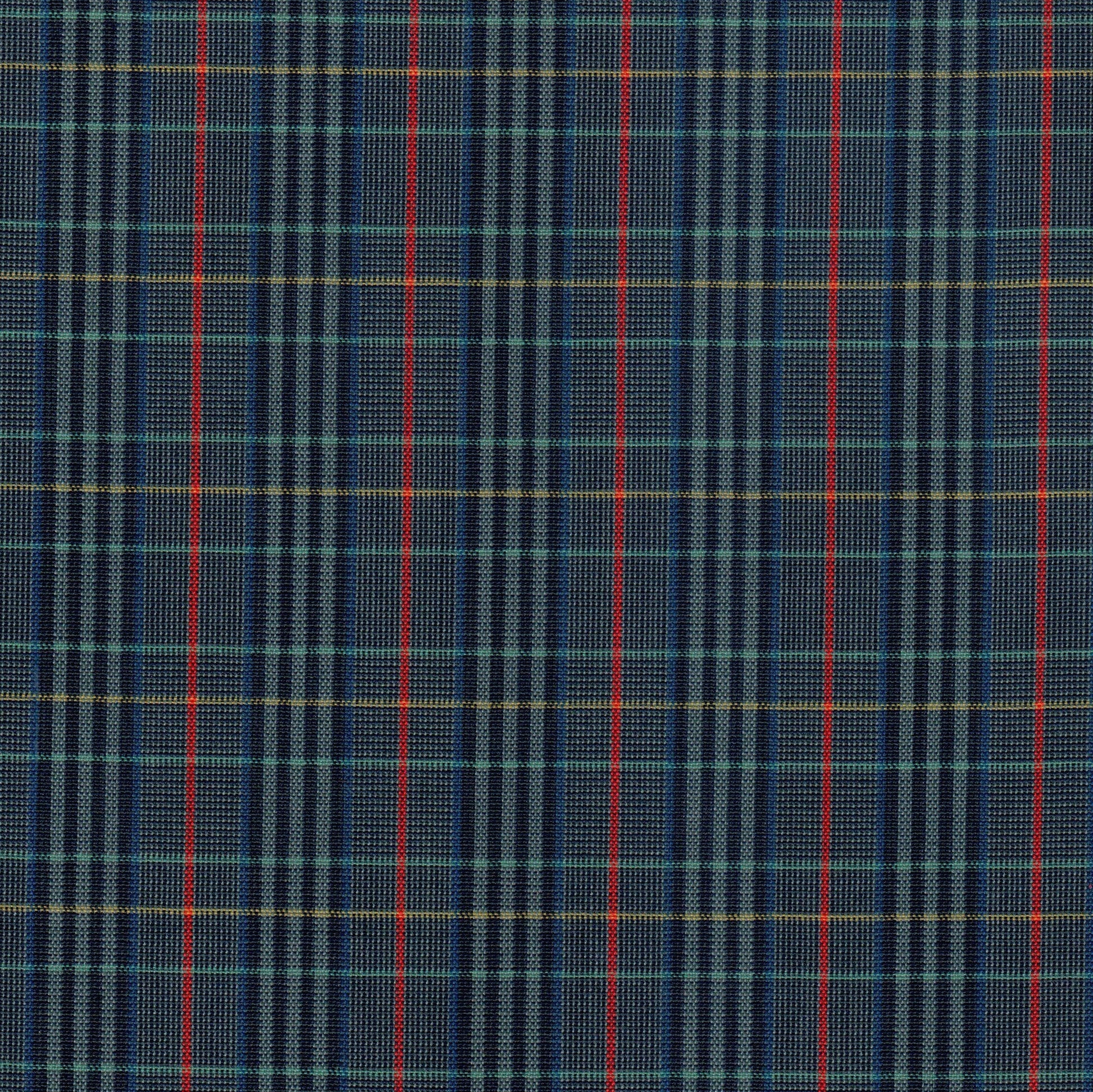 Tela 13002414 Dacron SchoolLine, tartán azul con rayas verde y roja; ideal para uniformes escolares e institucionales.