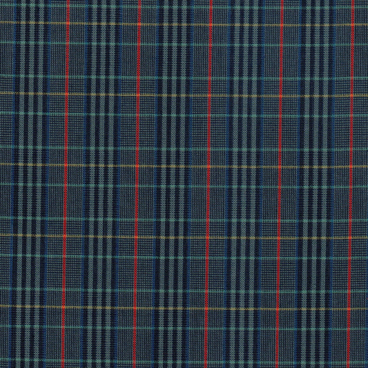 Tela 13002414 Dacron SchoolLine, tartán azul con rayas verde y roja; ideal para uniformes escolares e institucionales.
