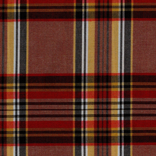 Tela 13002416 Dacron uniforme SchoolLine, tejido tartán rojo, negro y amarillo; ideal para uniformes escolares e institucionales.
