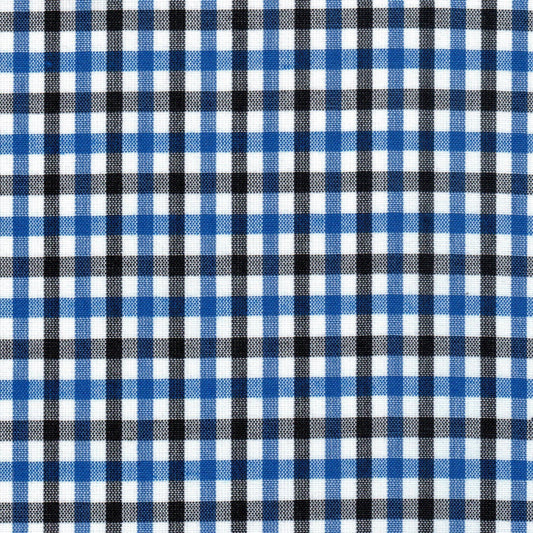 Tela 13002418 Dacron uniforme de SchoolLine, cuadros azul, blanco y negro para uniformes escolares.