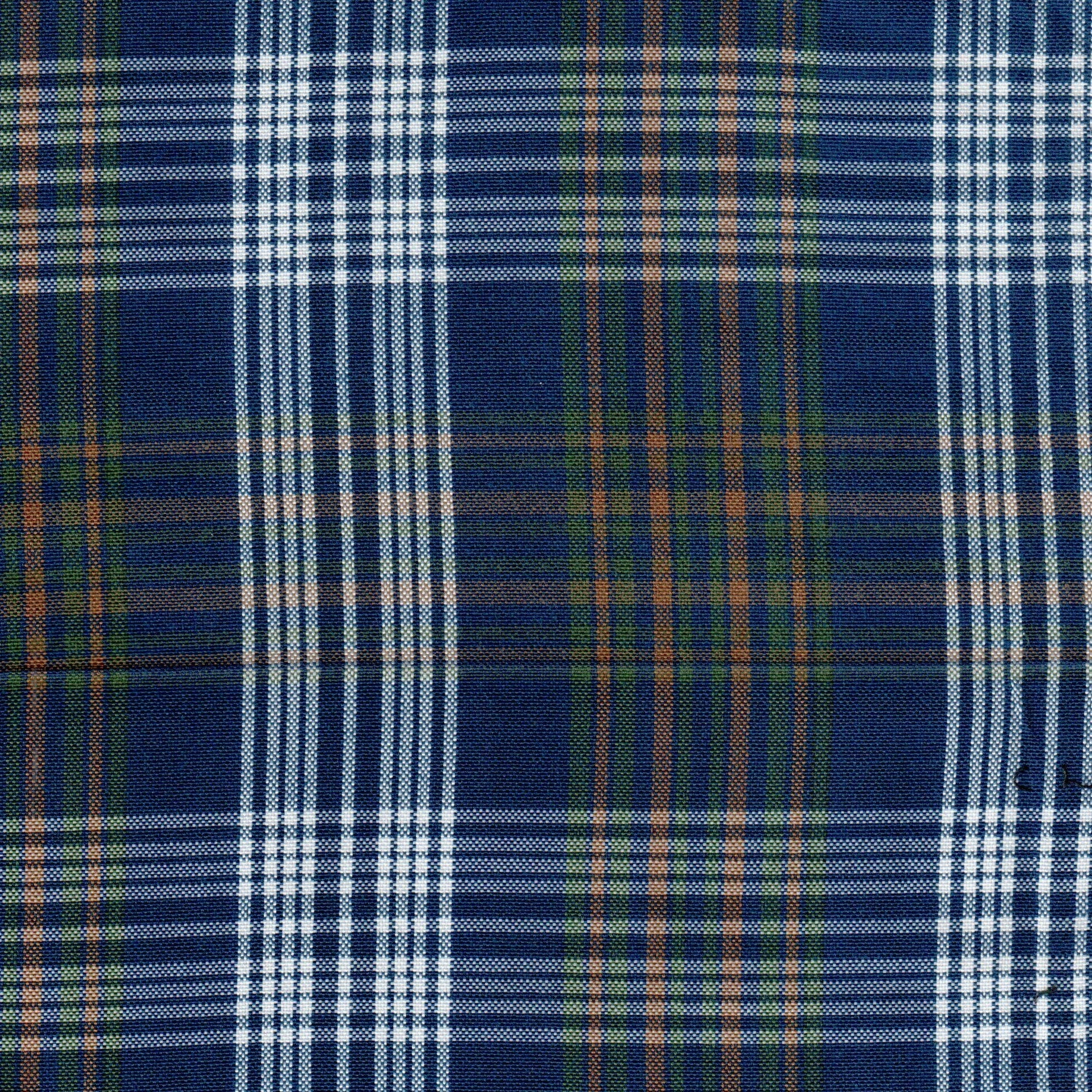 Tela 13002435 Dacron uniforme SchoolLine en azul marino, blanco y verde; tela para uniformes escolares e institucionales.