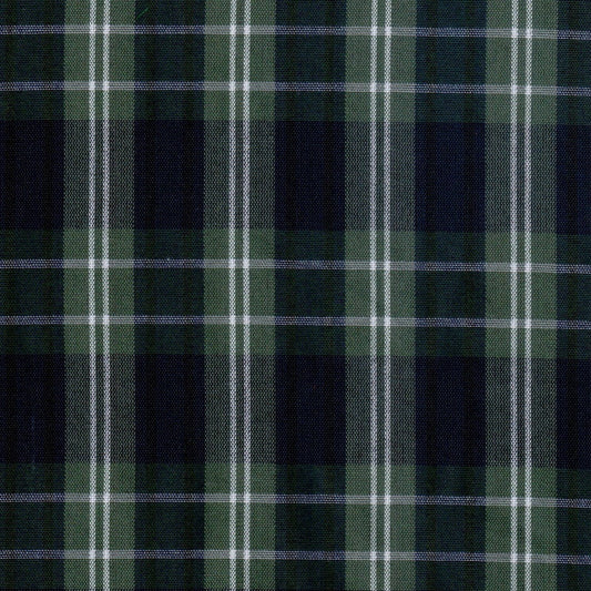 Tela escocesa SchoolLine 13002440 Dacron: verde y azul marino con blanco, ideal para uniformes escolares e institucionales.