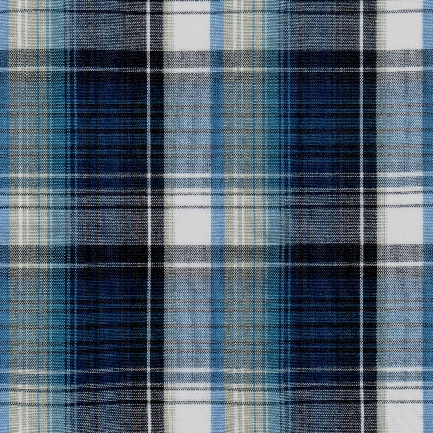 Tela 13002442 Dacron uniforme SchoolLine en azul con cuadros blanco/negro, ideal para uniformes escolares.