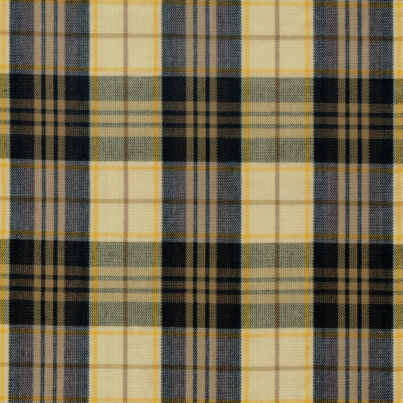 Tela SchoolLine 13002443 Dacron: tela a cuadros amarillo y azul marino con líneas negras, ideal para uniformes escolares e institucionales.