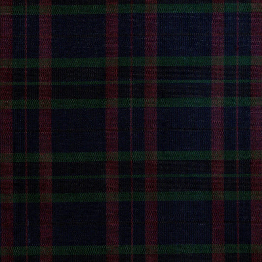 Tela combinacion Dacron SchoolLine en tartán azul marino, verde y rojo; ideal para uniformes escolares.