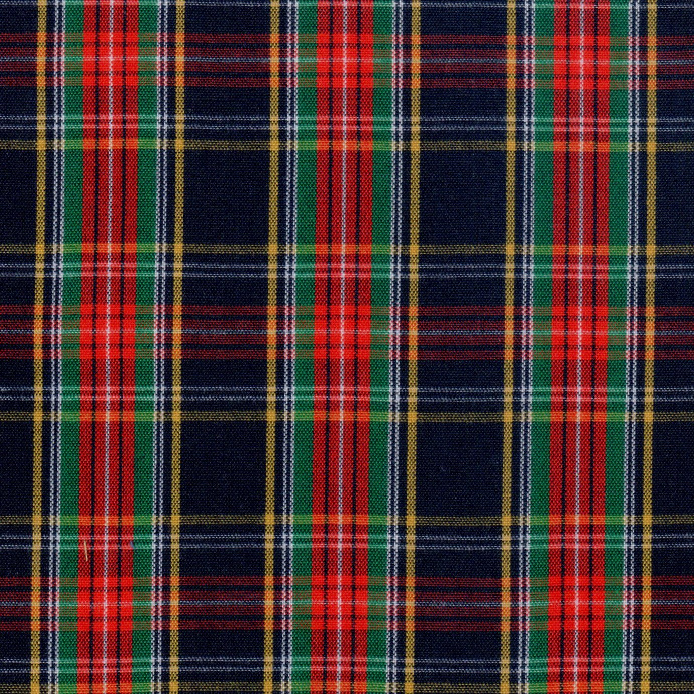 Tela de Dacron SchoolLine en diseño tartán azul marino, verde, rojo y amarillo; perfecta parauniformes escolares.