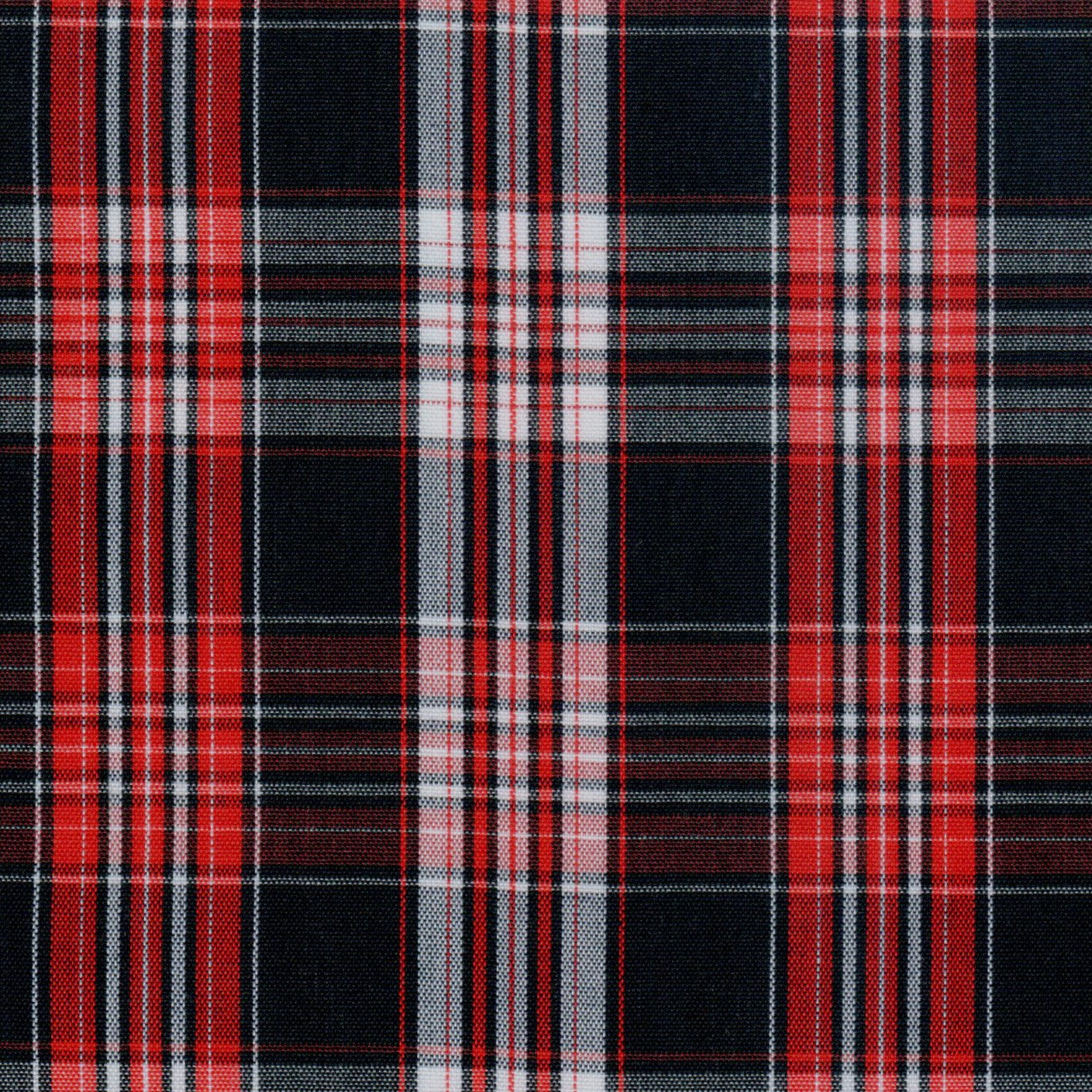 Tela Dacron SchoolLine tartán rojo/negro/blanco, tela de combinación CS/DS para uniformes escolares e institucionales.