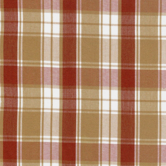 Tela Dacron SchoolLine 13002456 a cuadros beige, marrón y rojo; ideal para uniformes escolares e institucionales.