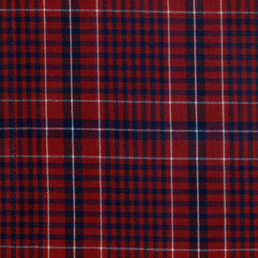 Tela SchoolLine 13002457 Dacron en tartán rojo y azul marino, cuadros, ideal para uniformes escolares e institucionales.