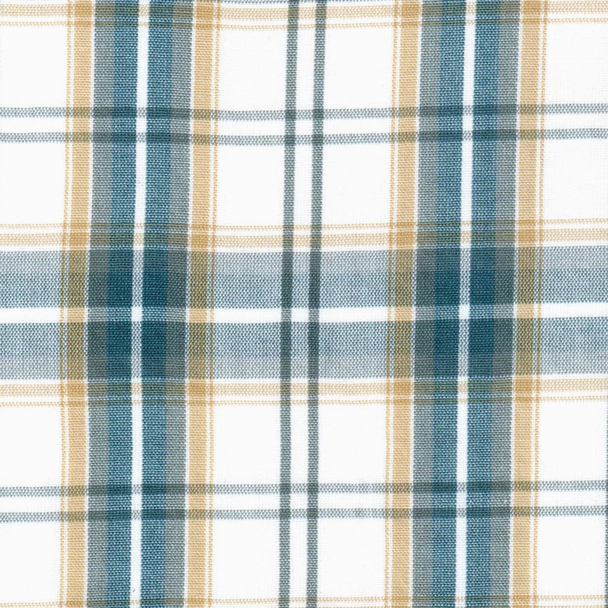 Tela cuadros Dacron SchoolLine azul, beige y blanco; tela para uniformes escolares e institucionales.