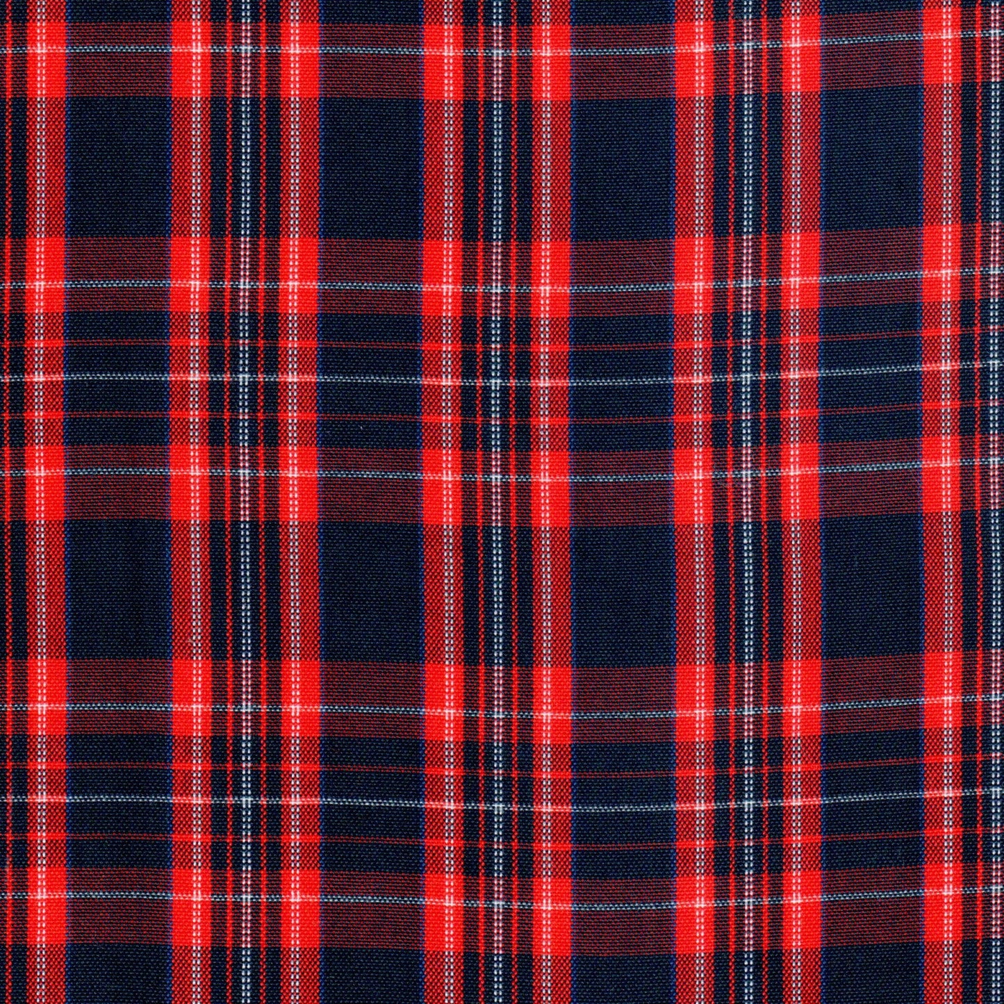 Tela Dacron SchoolLine 13002468: paño rojo y azul marino en tartán a cuadros, ideal para uniformes escolares e institucionales
