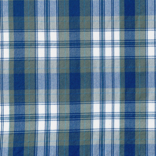 Tela 13002471 Dacron para uniformes escolares e institucionales SchoolLine en azul y blanco, patrón de cuadros.