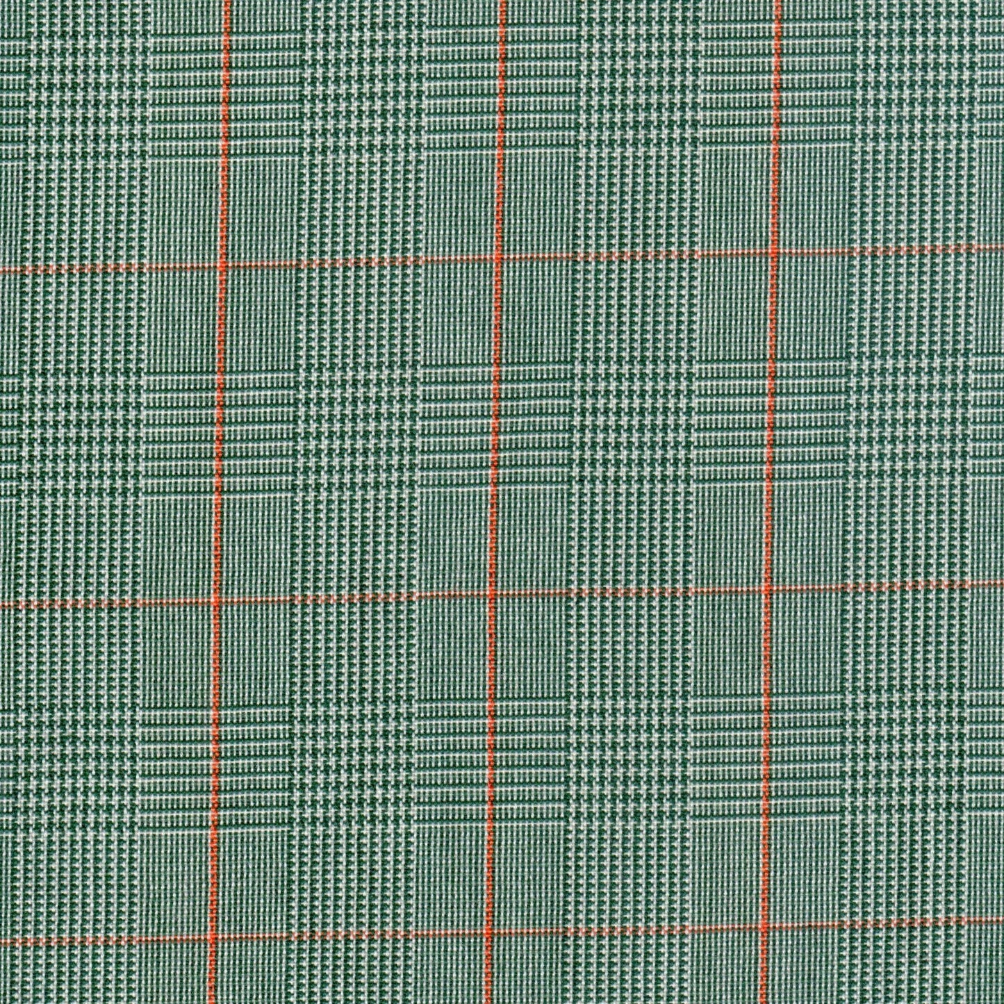 Tela 13002473 Dacron uniforme SchoolLine en poliéster, tartán verde con cuadros y líneas rojas.