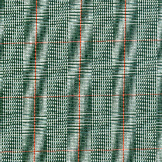 Tela 13002473 Dacron uniforme SchoolLine en poliéster, tartán verde con cuadros y líneas rojas.