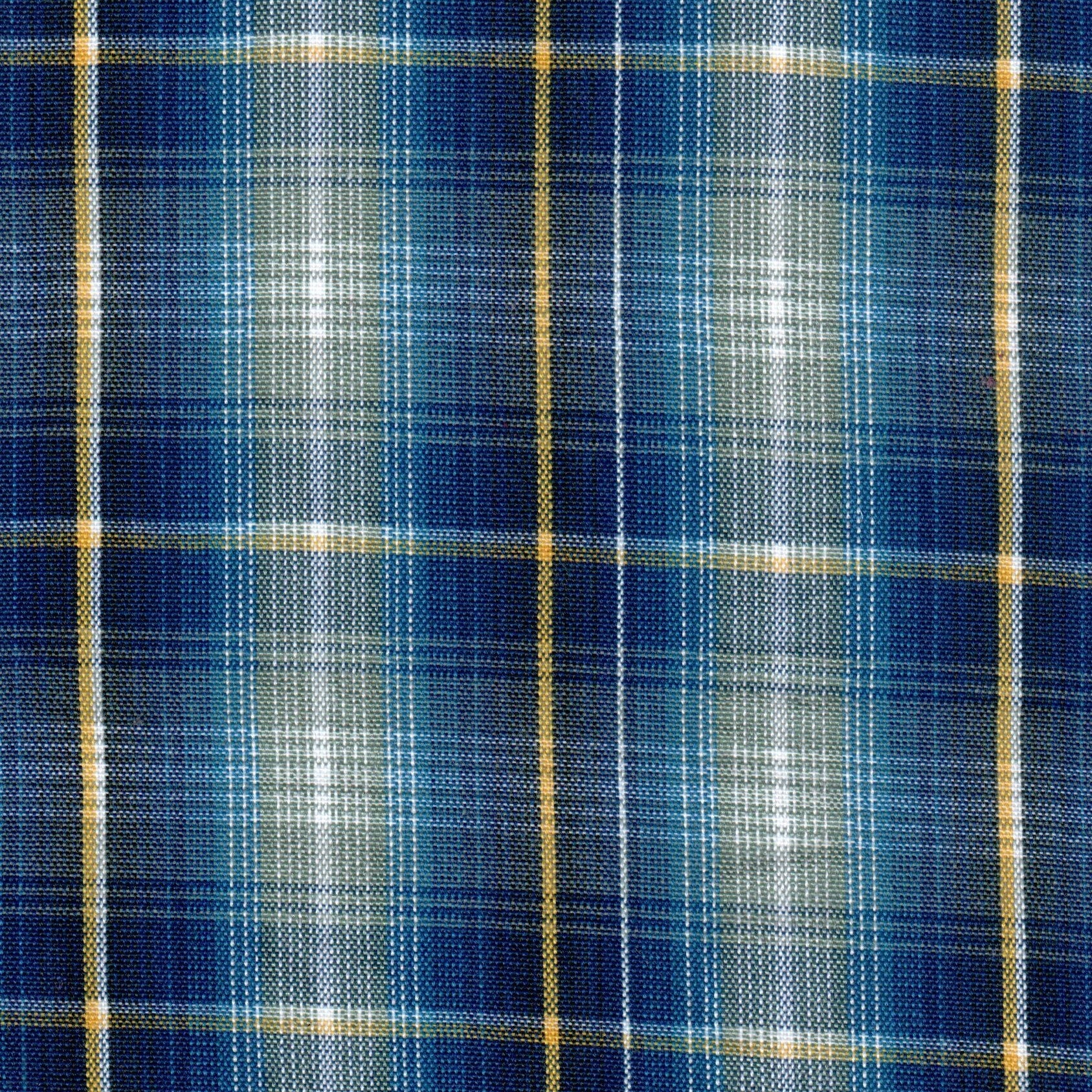 Tela 13002475 Dacron uniforme de SchoolLine, azul con cuadros y líneas amarillas, ideal para uniformes escolares e institucionales