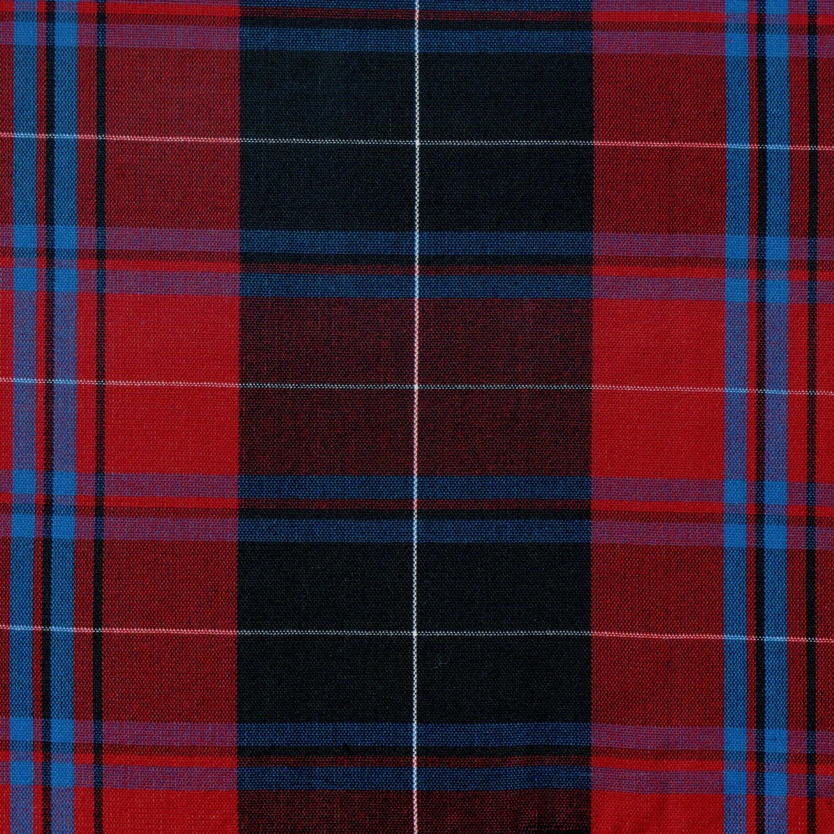 Tela tartán roja, azul y negra de Dacron SchoolLine, ideal para uniformes escolares e institucionales.