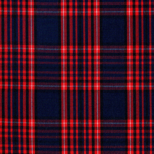 Tela 13002480 Dacron SchoolLine, tela a cuadros rojos y azul marino, ideal para uniformes escolares.