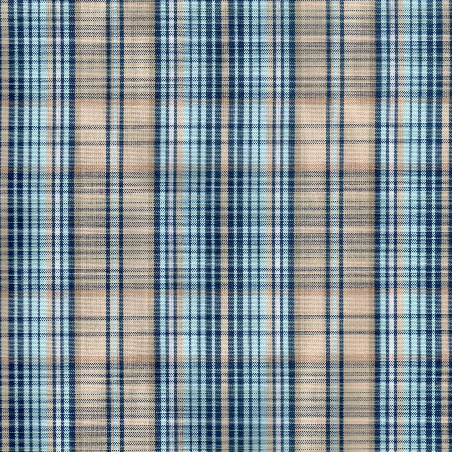 Tela 13002482 Dacron uniforme SchoolLine, tela a cuadros azul y beige para uniformes escolares.