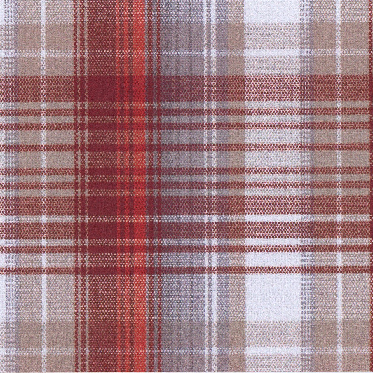 Tela Dacron SchoolLine 13002483 en rojo y beige, tela de cuadros, ideal para uniformes escolares e institucionales.