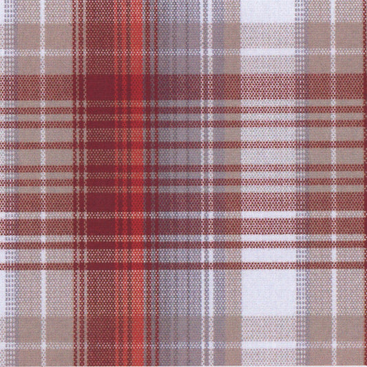 Tela Dacron SchoolLine 13002483 en rojo y beige, tela de cuadros, ideal para uniformes escolares e institucionales.