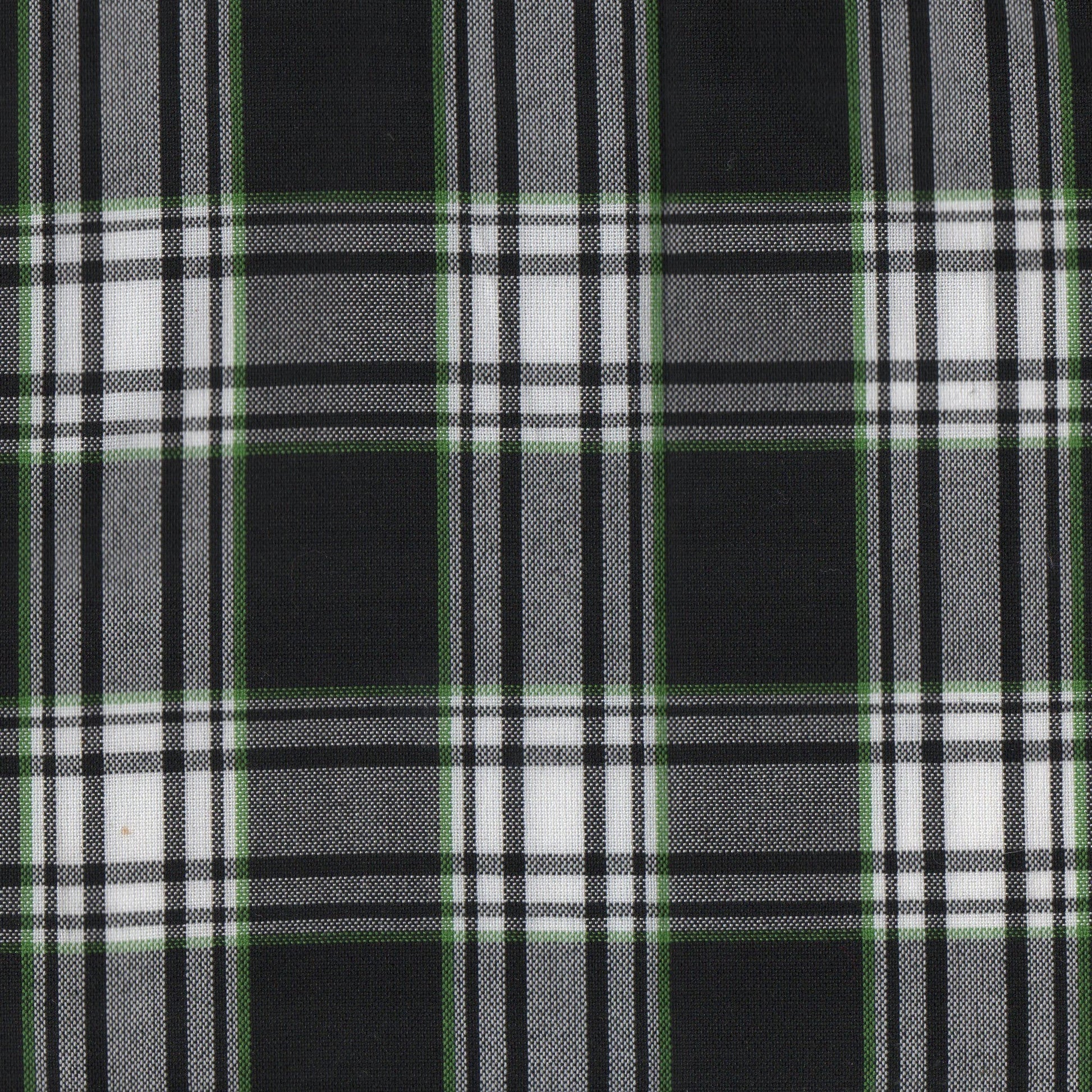 Tela SchoolLine 13002485 Dacron uniforme: tejido tartán en negro, blanco y verde para uniformes escolares