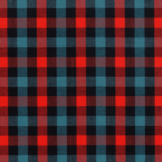 Tela de cuadros rojo, azul y negro Dacron para uniformes escolares e institucionales SchoolLine