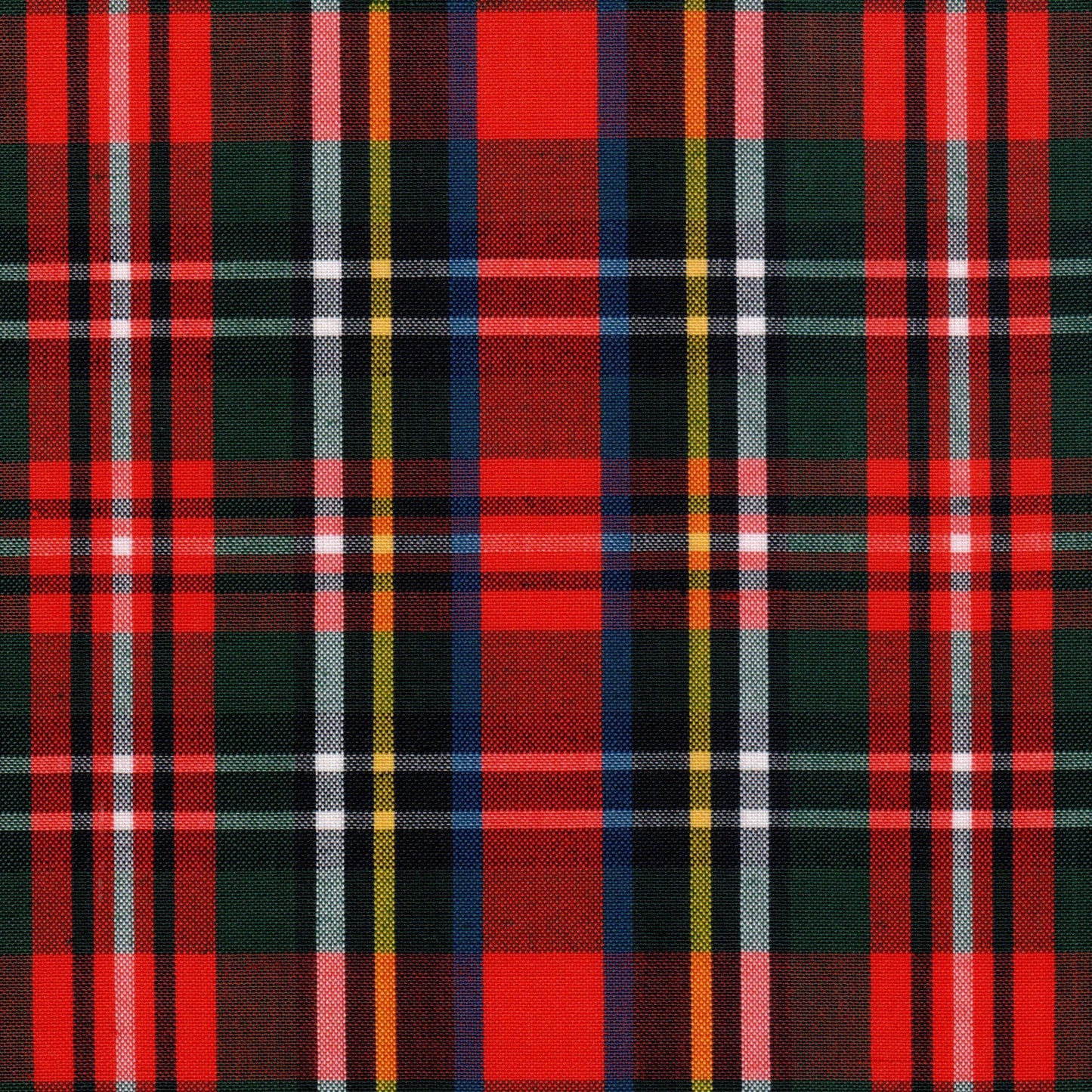 Tela 13002997 Dacron uniforme SchoolLine—tejido tartán rojo con franjas negras/verdes, ideal para uniformes escolares e institucionales