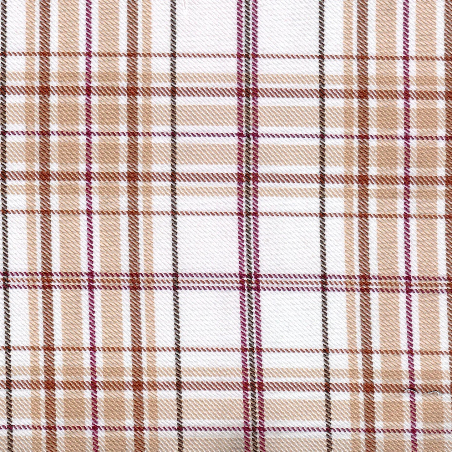 Tela de poliéster diagonal SchoolLine, beige burdeos y negro, patrón a cuadros, ideal para uniformes escolares.