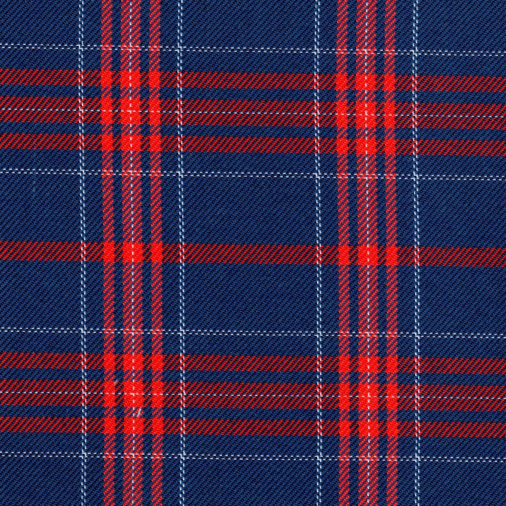 Tela diagonal de poliéster azul con cuadro rojo (SchoolLine) para uniformes escolares e institucionales