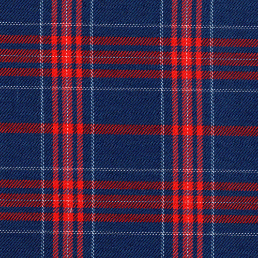 Tela diagonal de poliéster azul con cuadro rojo (SchoolLine) para uniformes escolares e institucionales