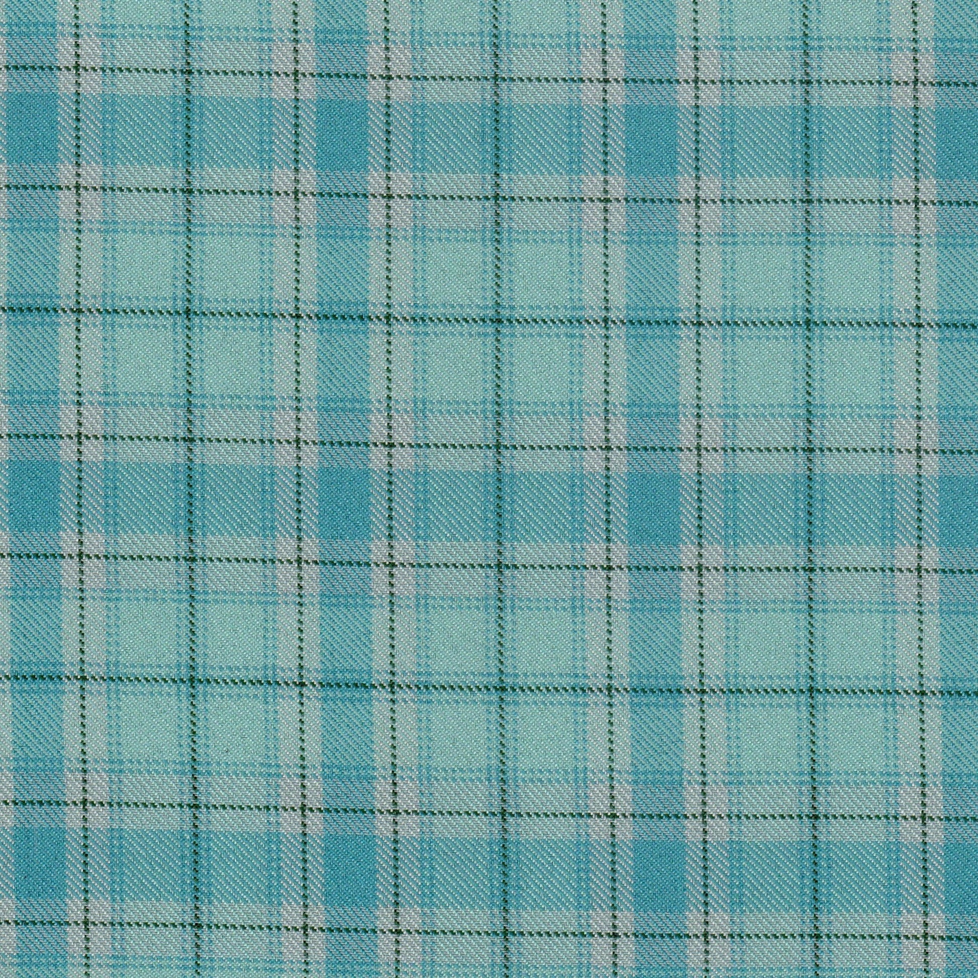 Tela diagonal de poliéster SchoolLine en tonos azules y turquesa, patrón de cuadros; ideal para uniformes escolares e institucionales.
