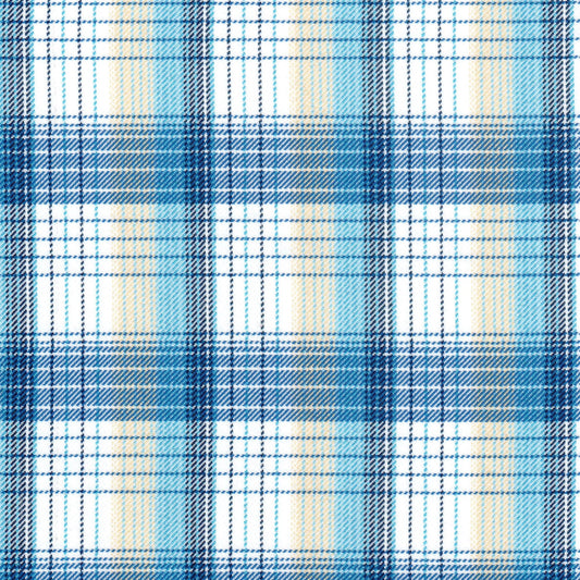 Tela diagonal de poliéster azul con cuadro tartán azul/beige, ideal para uniformes escolares e institucionales | SchoolLine